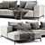 Flexform Ettore Chaise 2-Seater Sofa 3D model small image 3