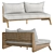 Modern Wooden Two-Seater Sofa 3D model small image 1