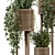 Natural Rattan Indoor Plant Set 3D model small image 5