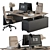 Cream & Black Employee Desk Set [EN] 3D model small image 1