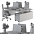 Cream & Black Employee Desk Set [EN] 3D model small image 6