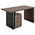 Walnut Marble Base Office Desk 3D model small image 3