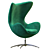 Modern Metal Base Egg Chair 3D model small image 1