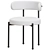 Elegant Ivory Boucle Dining Chair 3D model small image 2