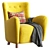 1950s Mohair Velvet Armchair Unique 3D model small image 5