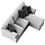 Ikea Uppland Gray Sofa Chaise 3D model small image 4