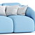 Cozy Light Blue Puffer Sofa 3D model small image 3