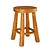 Teak Wood Stool | Natural 3D model small image 1
