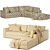 Versatile Light Fabric Modular Sofa 3D model small image 3
