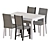 Modern Dining Set with Chairs 3D model small image 1