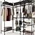 Minimalist Glass Metal Wardrobe 3D model small image 2