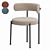 Ivory Boucle Dining Chair, Contemporary 3D model small image 1