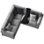 Modern White 4-Seater Corner Sectional 3D model small image 4