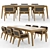 Modern Teak Dining Set with Chairs 3D model small image 1