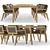 Modern Teak Dining Set with Chairs 3D model small image 2