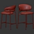 Modern Wood Bar Stool Set 3D model small image 2