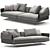 Modern Flexform Bretton 2-Seat Sofa 3D model small image 1