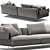 Modern Flexform Bretton 2-Seat Sofa 3D model small image 2