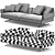 Modern Flexform Bretton 2-Seat Sofa 3D model small image 5