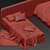 Modern Style Bed 247 Set 3D model small image 7