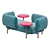 Elegant Jersey Fabric Sofa 3D model small image 1