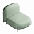 Modern Sectional Fabric Armchair 3D model small image 3