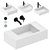 Galassia Washbasin Set with Mixers 3D model small image 1