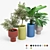 Fiberglass Resin Planter Set (2) 3D model small image 1