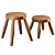 Zen Teak Stools Set 3D model small image 1