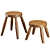 Zen Teak Stools Set 3D model small image 2