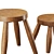Zen Teak Stools Set 3D model small image 3
