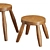 Zen Teak Stools Set 3D model small image 4