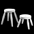Zen Teak Stools Set 3D model small image 5