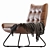 Modern Brown Leather Lounge Chair 3D model small image 2