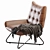 Modern Brown Leather Lounge Chair 3D model small image 5