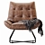 Modern Brown Leather Lounge Chair 3D model small image 6