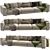 Sleek Turner 3-Seater Sofa 3D model small image 1