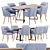 Modern Dining Chair Table Set 3D model small image 1