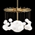 Opal Glass Sphere Chandelier 3D model small image 1