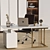 Modern Executive Desk with Golden Accents 3D model small image 2