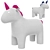 Sweet Unicorn Pouf Blue/Pink 3D model small image 4