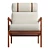 Boucle Walnut Lounge Chair 3D model small image 2