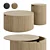 Modern Round Wood Coffee Table Set 3D model small image 1