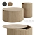 Modern Round Wood Coffee Table Set 3D model small image 7