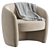 Elegant Tufted Barrel Chair 3D model small image 1