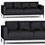 Elegant Fabric 2-Seater Sofa 3D model small image 1