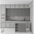 Contemporary Gray White Kitchen Cabinets 3D model small image 5