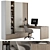 Modern Home Office Desk Set 3D model small image 1