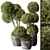 Outdoor Topiary Ball Plant Set 3D model small image 1