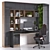 Elegant Home Office Desk Set 3D model small image 1